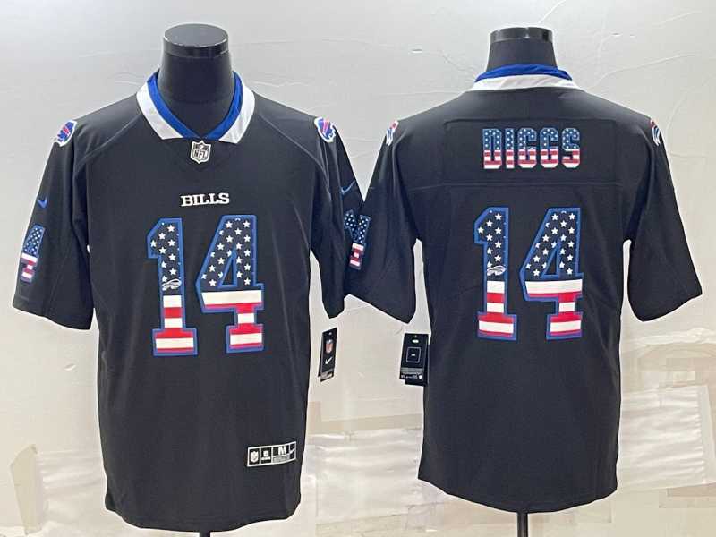 Mens Buffalo Bills #14 Stefon Diggs Black 2018 USA Flag Fashion Limited Stitched Jersey